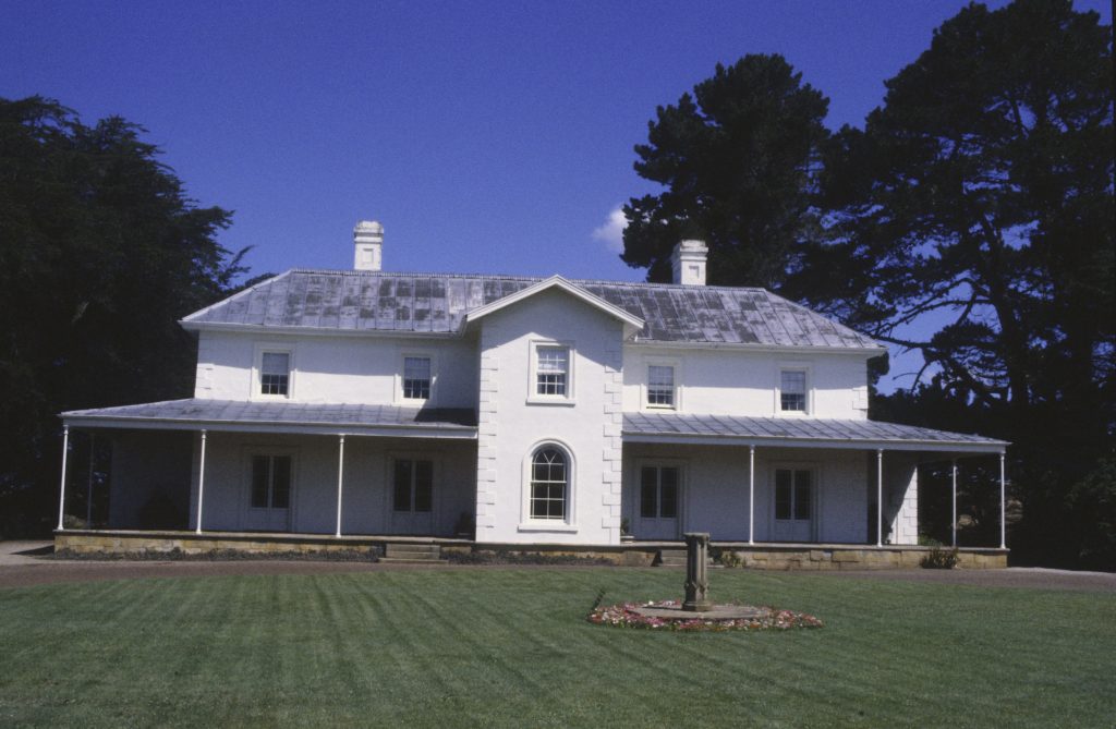 Ellenthorpe Hall, near Ross in the midlands of Tasmania. Courtesy of Tasmanian Archives: Photograph - Ross - Ellinthorpe Hall; NS2267/1/339